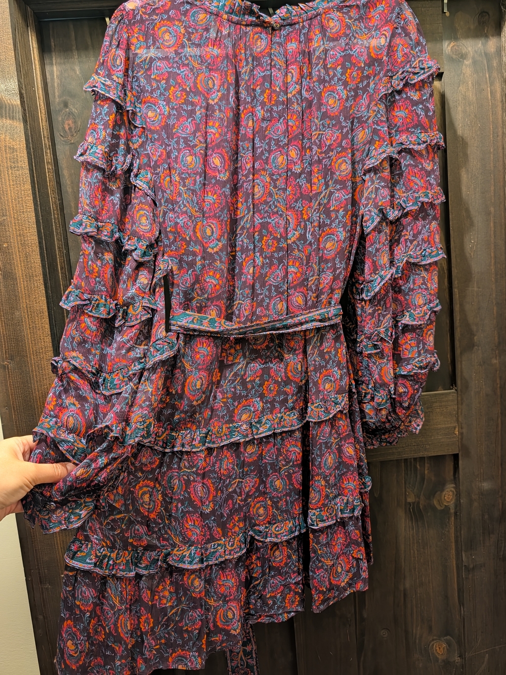 Cleobella Rosalia Ruffle Mini Dress in Bordeaux Floral - Picture 5 of 6